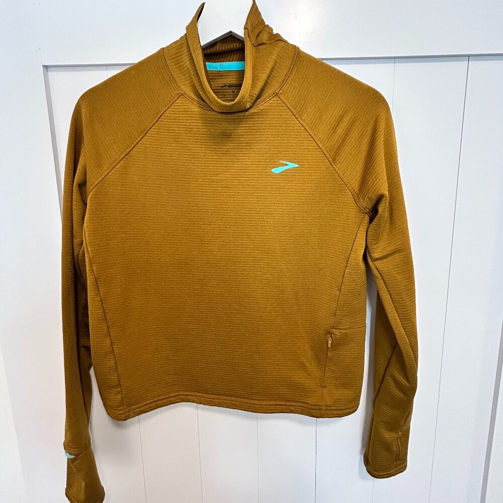 Brooks Mustard Gold Long Sleeve Running Pullover Top Size S